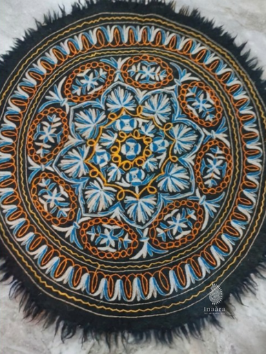 [inaara_sp00423] Namada Crewl Embroidery Rug Round