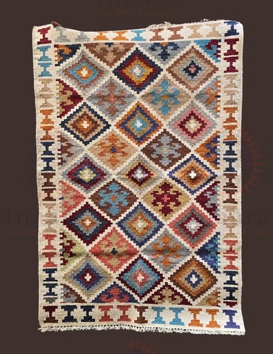 [inaara_sp00188] Deepak Handwoven Dhurrie(6x4ft)