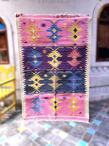 [inaara_sp00136] Candy Magic Handwoven Dhurrie(6x4ft)