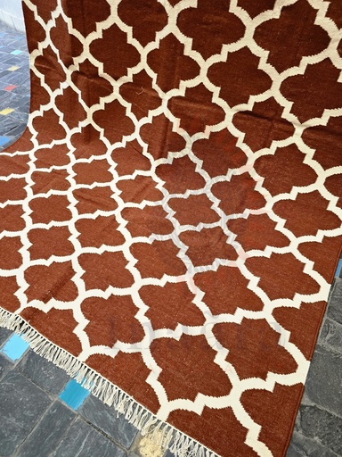 [inaara_sp00321] Jaali Patterned Rug Chocolate 8x11ft