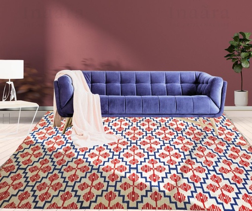 [inaara_sp00403] Mosaic -Handwoven Dhurrie(8x10ft)