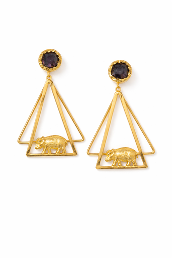 [inaara_sp00238] Hippo charm with amethyst danglers