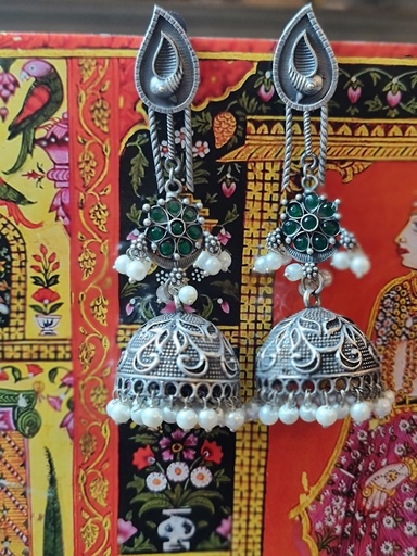 [inaara_sp00621] Silver tone brass earrings