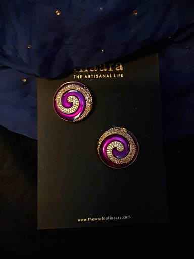 [inaara_sp00454] Enamel and CZ Magenta Statement Studs