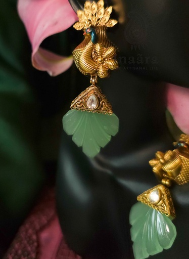 [inaara_sp00390] Mayuri Danglers - Soft Green