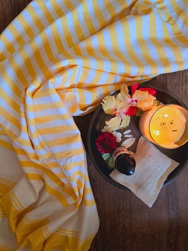 [inaara_sp00269] Haldi Handwoven Towel- Yellow