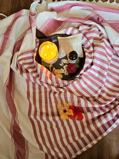 [inaara_sp00385] Manjadi Handwoven Towel- Red