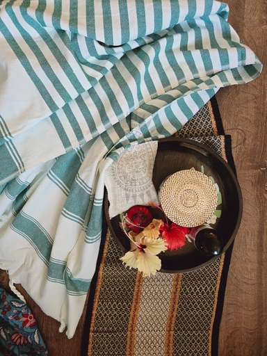 [inaara_sp00694] Vanam Handwoven Towel- Green