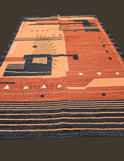 [inaara_sp00361] Lava Ash Handwoven Rug(6x4ft)