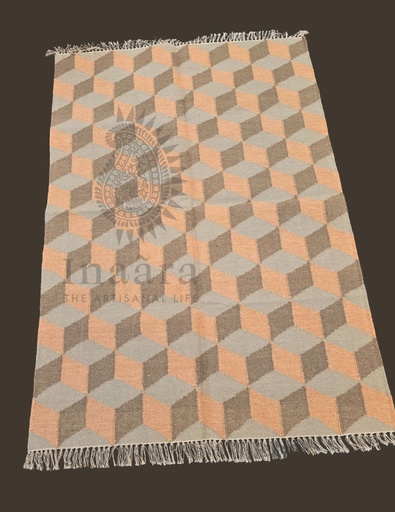 [inaara_sp00114] Block-a-Block Handwoven Dhurrie(4x6ft)