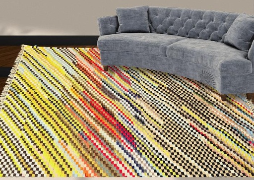 [inaara_sp00502] Psychadella Handwoven Dhurrie(8x5ft)