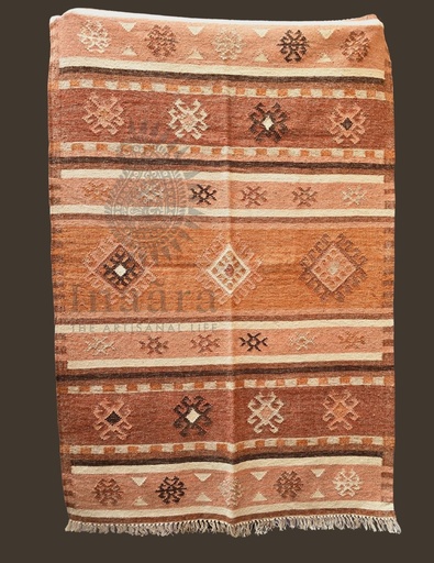 [inaara_sp00191] Desert Rose Handwoven Dhurrie(6x4ft)