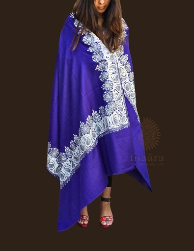 [inaara_sp00375] Madhuri Tilla Embroidery Purple Shawl