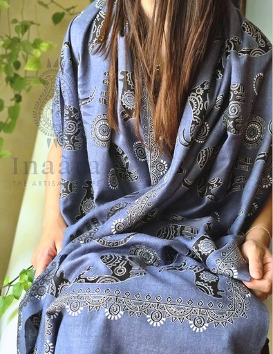 [inaara_sp00313] Ibex Merino Wool Stole (Gray)