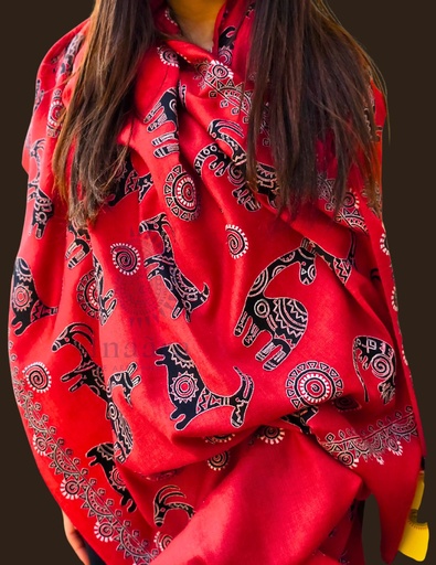 [inaara_sp00314] Ibex Merino Wool Wrap - Red
