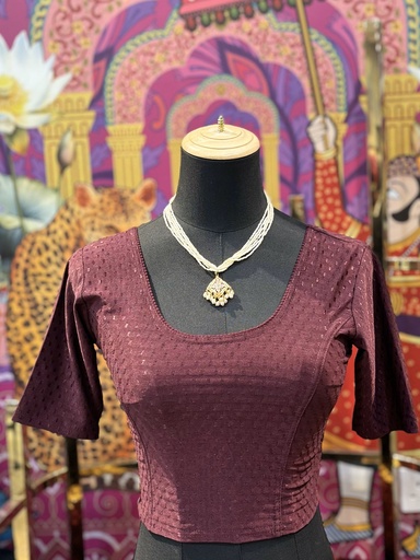Crop Saree Blouse-Maroon