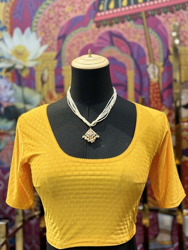Crop Saree Blouse-Yellow