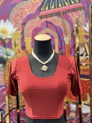 Crop Saree Blouse-Dark Red