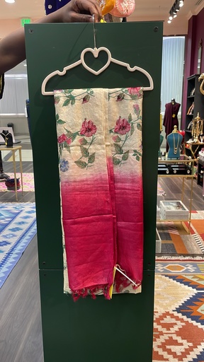 Pure Silk Floral Embroidered Dupatta
