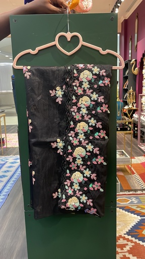 Embroidered Sequins Georgette Dupatta-Black