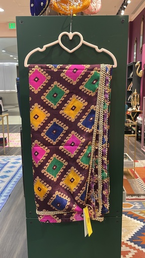 وشاح رايون بنقشة هندسية - بنفسجي داكن