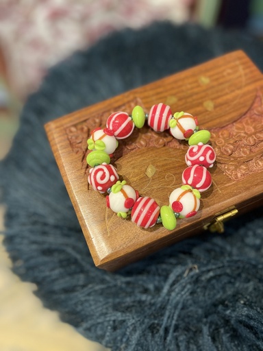 Glass Painted Bracelet-Neon/Red