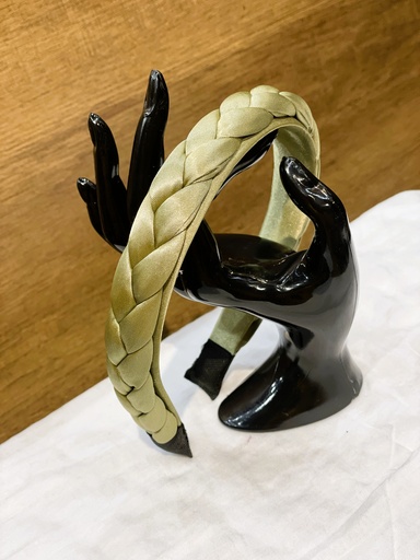 Handmade braided hairband-golden green