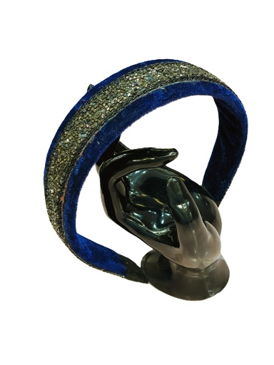 Handmade velvet sequenced headband-blue 