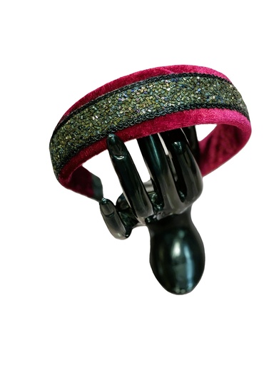Baroque hand embroidered hairband-fushia