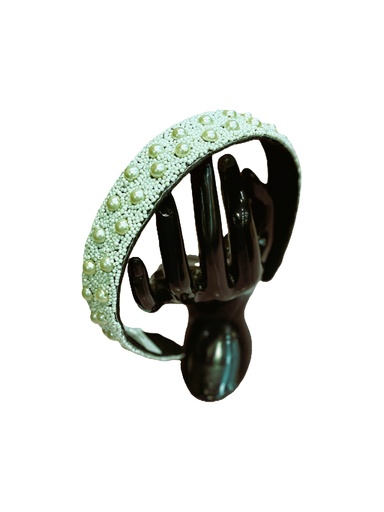 Baroque hand embroidered hairband-white