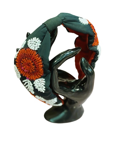 Baroque hand embroidered hairbands-red,white
