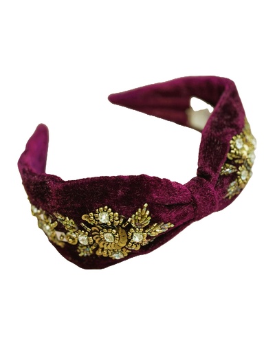 Baroque Hairband- Maroon/Gold
