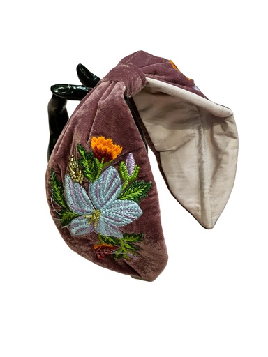 Baroque hand embroidered hairbands-maroon