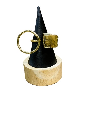 Gold Tone Raw Stone Ring