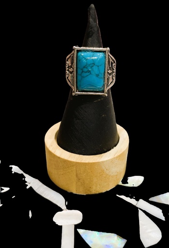 Tibetan Turquoise Rectangle Boho Style Ring