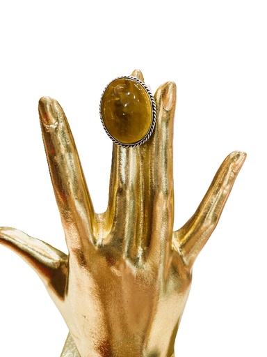 Tiger Eye Oval Adjustable Ring