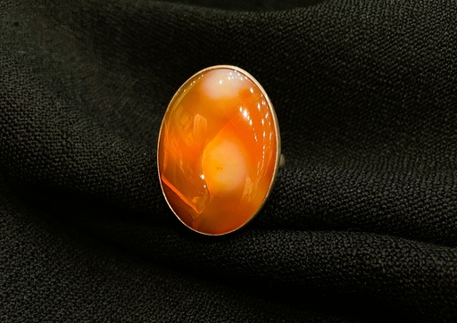 Aqeeq Stone Silver Polish Ring