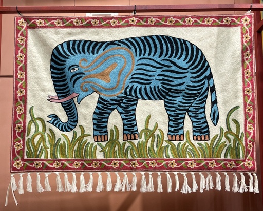 Blue Elephant Kashmiri Tapestry
