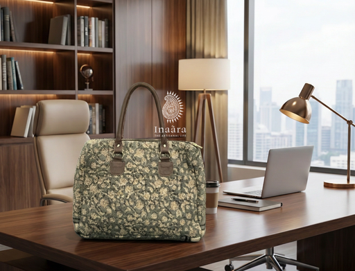 Sanganeri Print Dhurrie Bag- Green