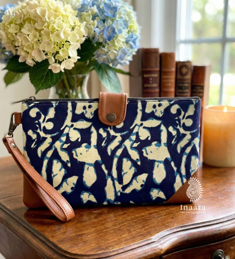 Fabric Wrist Bag-Navy Blue