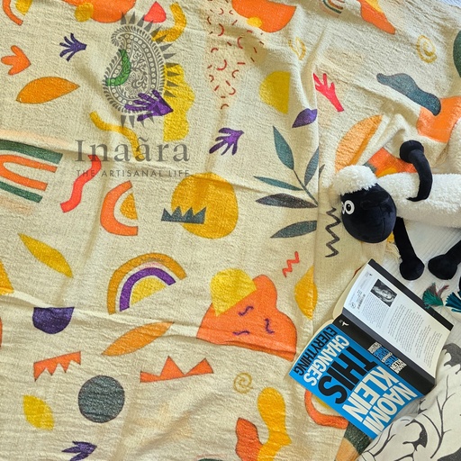 Digital Printed Throw-Orange/Cream
