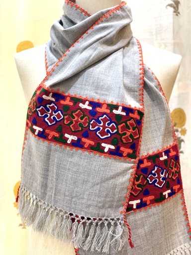 Yak Wool Scarf/Muffler-Gray