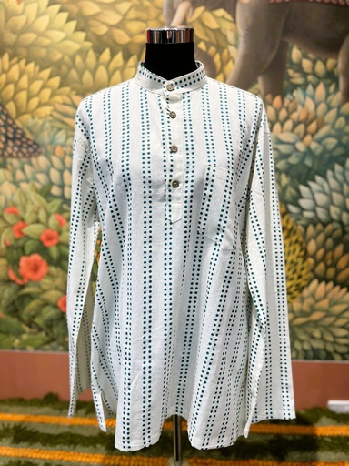 Chinese Collar F/S Hndblock Printed size42