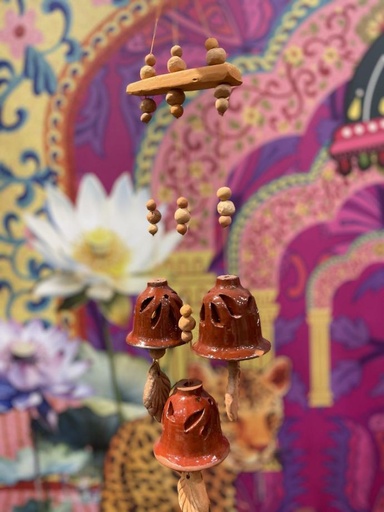 Bells Clay Wind Chimes-Brown/3