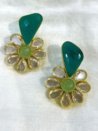 Emerald with Quarts Stone Earring