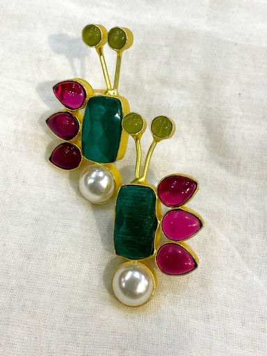 Green & Red Onyx Butterfly Earring