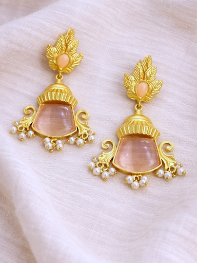 Peach Quartz Stone Earrings