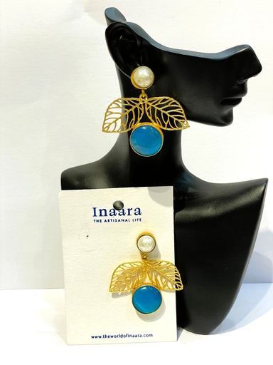 Light Blue Leaf Handcrafted Earrings