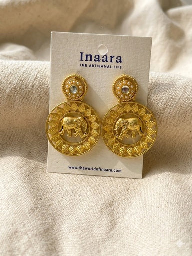 Gold-Toned Elephant Leaves Earrings