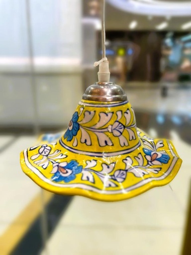 Hand Painted Ceramic Hanging Lamp Shade-Yellow